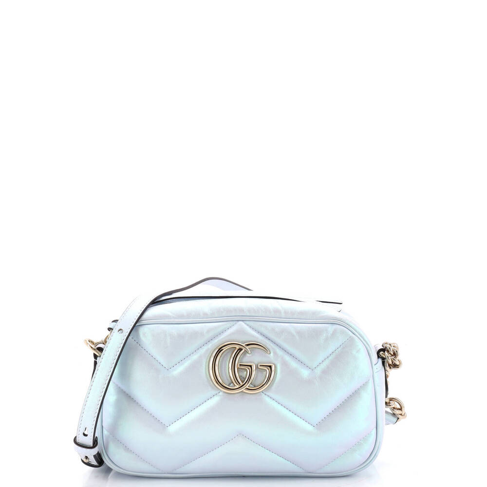 Gucci Small GG Marmont Shoulder Bag Chevron Iridescent Leather